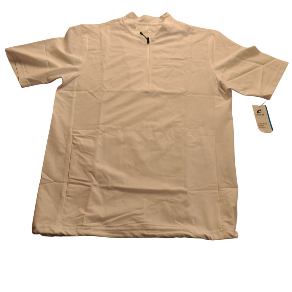 Champro Umpire Pullover Men's Quarter Zip Windshirt Short Sleeve White S NWT